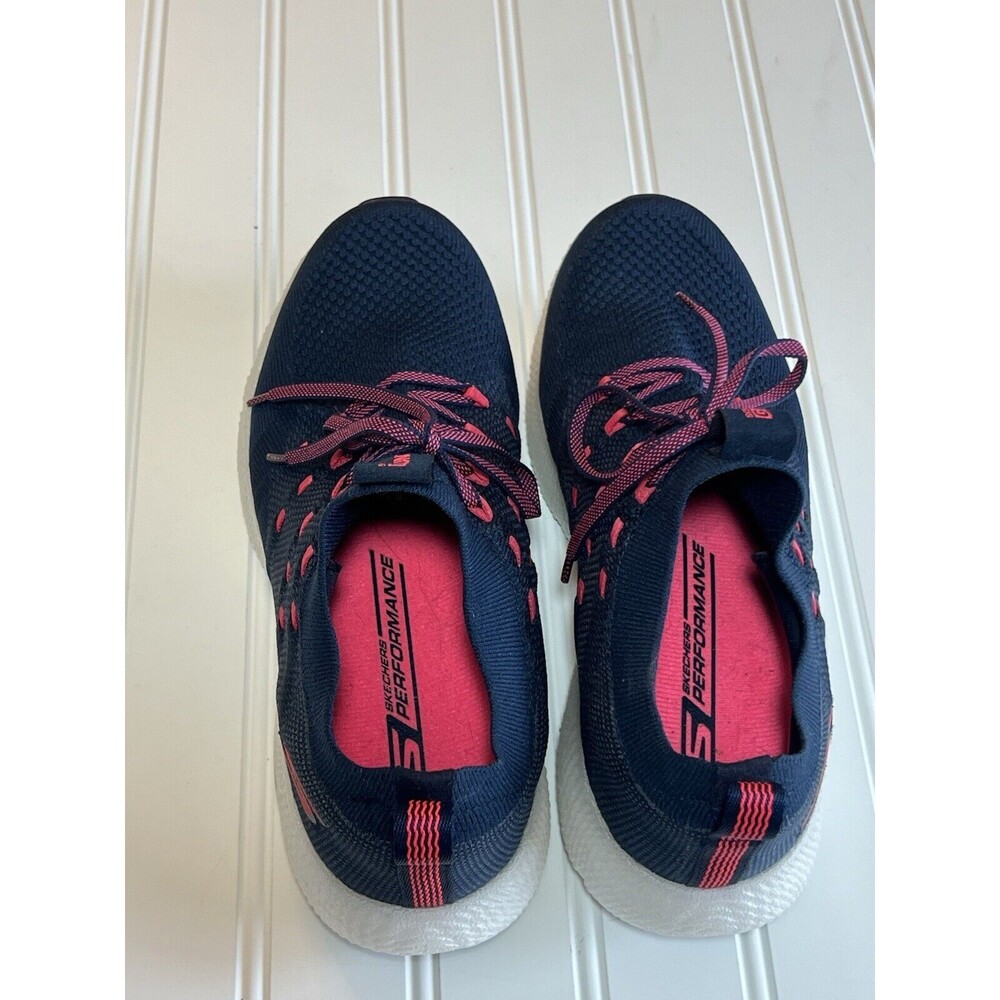 Skechers Women's Size 7 Go Run 7 Hyper Burst Cushioning Running Blue/Hot Pink - Picture 4 of 10
